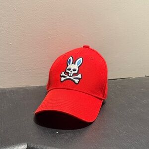 Psycho Bunny Red Cap with Skull Logo